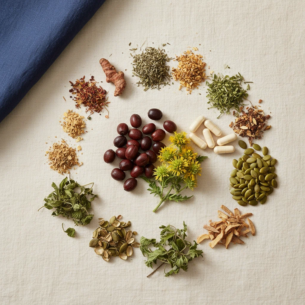 Naturliga ingredienser i Alpha Drive: sågpalmettobär, tribulus terrestris, pumpafrön med zink och magnesiumkapslar